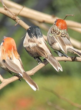 Foam Feather Artificial Birds Vividly Sparrow Garden Emulati