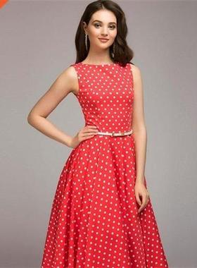 New Vintage Polka Dot Swing Pty Dresses Summer Lady Sve