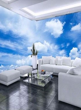 Customized Any Size 3D Mural Wallpaper Blue Sky White