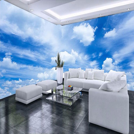 Customized Any Size 3D Mural Wallpaper Blue Sky White