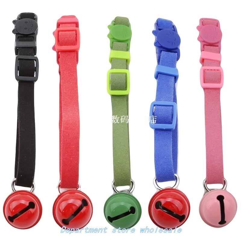 5 Colors Safety Buckle Adjustable Cat Collar With Bell Kitte