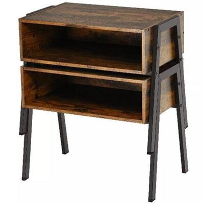 2PCS Stackable End Table Night Stand Bedside Table Shelf