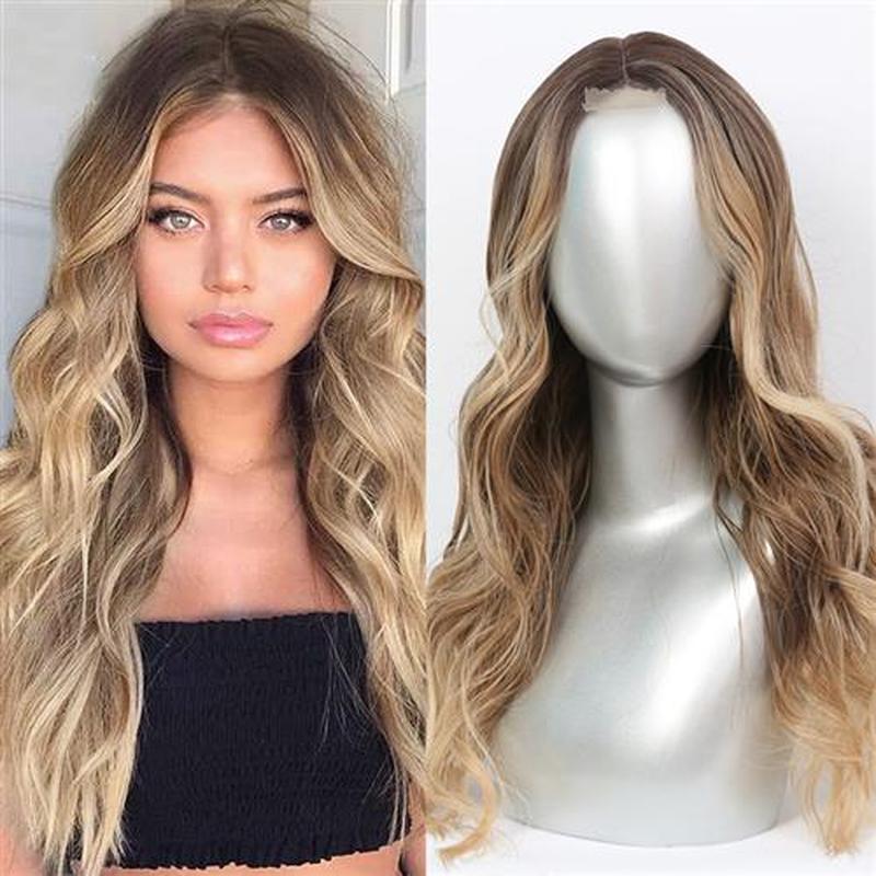Synthetic Lace  Wigs For  Women  Middle Parting  26inch Long