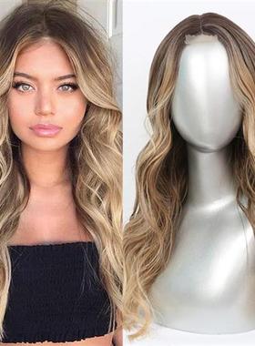 Synthetic Lace  Wigs For  Women  Middle Parting  26inch Long