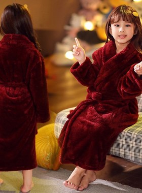 MudiPanda Winter Kids Sleepwear Robe 2020 Flannel Warm Child