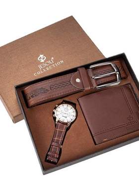 Quartz Wrist Watch Leather Wallet Gift Set for Boyfriend men