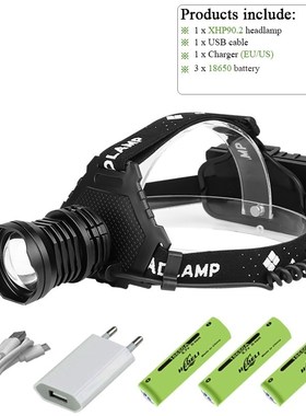 300000 lm xhp90.2 led head lamp xhp90 headlamp high power he