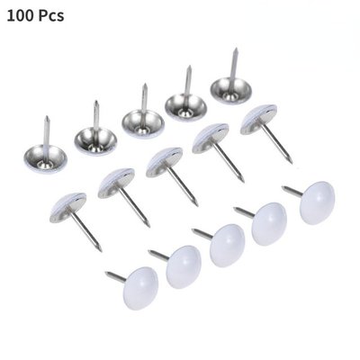 100Pcs White Metal Upholstery Nail Furniture Tack Stud Pushp