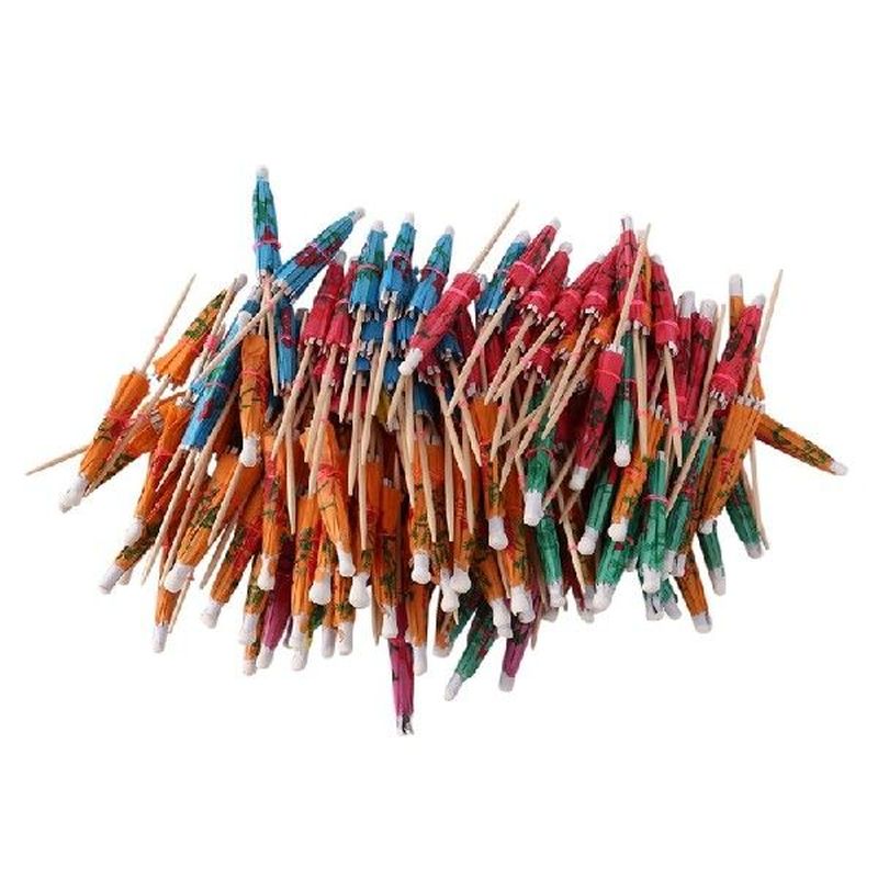 Promotion! 144Pcs Color Flower Paper Small Umbrella Sign