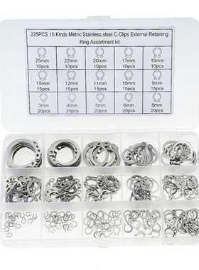 225PCS/BOX 3-25mm 304 Stainless Steel Internal Circlip Retai