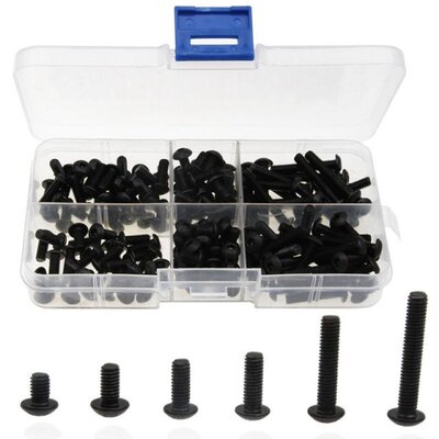 ZENHOSIT 170pcs  Hexagon Screw 304 Stainless Steel Black Rou