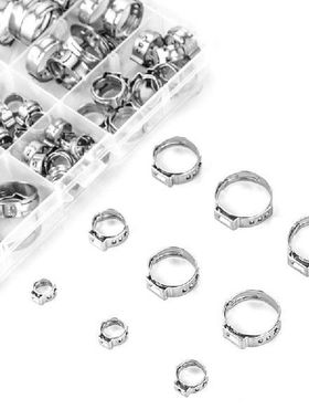 Stainless Steel Single Ear Hose Clamp, 80Pcs