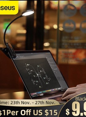 Baseus Mini Clip Lamp USB LED Light Flexible Reading Desk Co