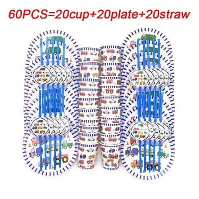 Christmas Cartoon Car Party Plate Napkins Tablecloth  Constr