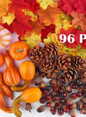 Fall Decorations, Artificial Pumpkins,Pine Cones,Leaves,