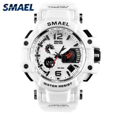 SMAEL Men Watches White Sport Watch LED Digital 50M Waterpro