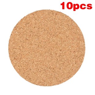 10pcs Coaster Set Cork Cup Tablemats Wooden Pattern Glasses