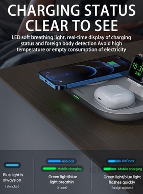 3 in 1 15W Qi Magnetic Wireless Charger For iphone 12 11 Pro