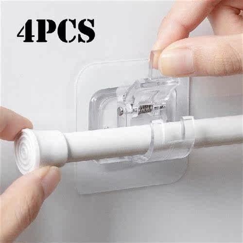 Self Adhesive Hooks Punch-free Curtain Rod Clip Hook Shower