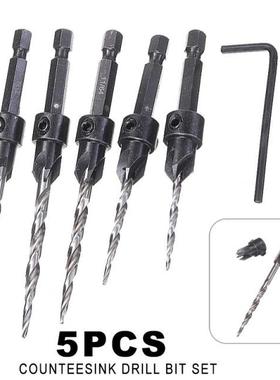 5pcs/set HSS 1/4 Hex Shank Screw Twist Drill Bits Set Drilli