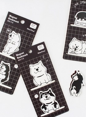 4 pcs Cartoon Shiba inu dog magnetic bookmarks for book Mag