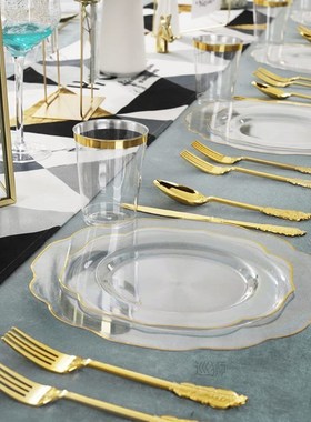 60Pcs Disposable Tableware Transparent Flower Petal Shape Go