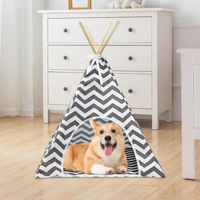 Portable Pet Teepee Small Dog House Cat Bed Tent Cushion