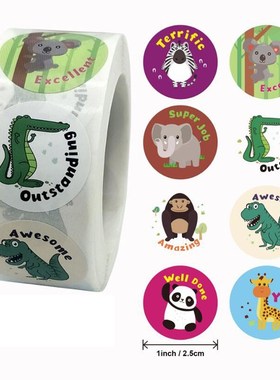 500 Pcs/roll, Different Design Cute Cartoon Animal Elephant