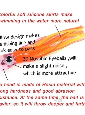 6 Colors  6.5''/49g  Resin Head Octopus Soft Skirt L