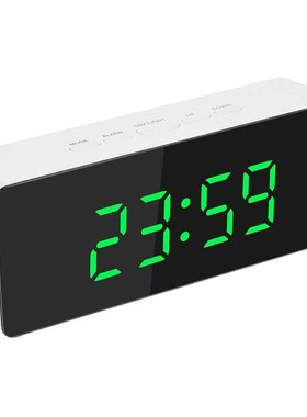 Mirror LED Alarm Table Clock Luminous Digital Snooze Time Te