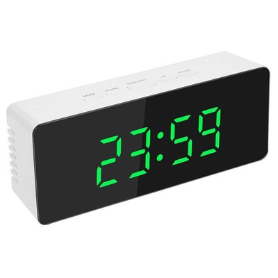 Mirror LED Alarm Table Clock Luminous Digital Snooze Time Te