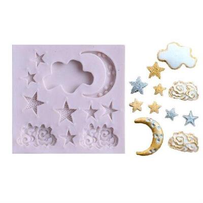 100pcs Star Moon Shape Silicone DIY Fondant Cake Mold Gummy