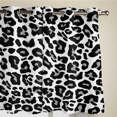 Black And White Leopard Skin Texture Window Curtains for