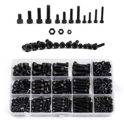 500Pcs Black Carbon-Steel Cylinder Column Hex Hexagon Screw
