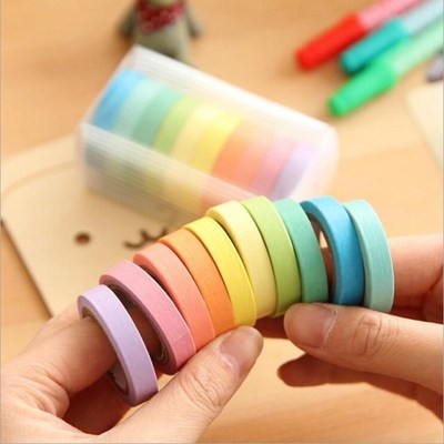 10Pcs 5M DIY Colorful Paper / Masking Tape for Scrapbook Not