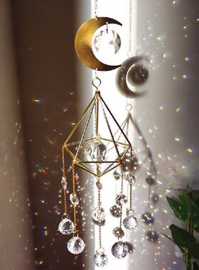 Star Moon Pendant Crystal Windchimes Handmade Sun Light