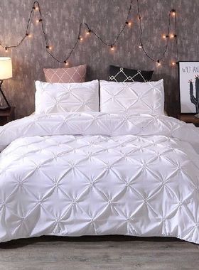 Luxury Bedding Set Solid Color Pinch Pleat   Duvet Cover