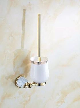 Pemegang Sikat Toilet dengan Cangkir Keramik Berlapis Emas