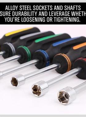 7Pcs Inch Hollow-Shaft Nut Driver Set Hex Bit Socket Nut Key