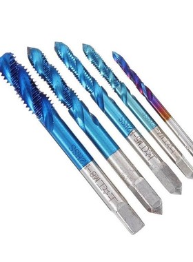 5Pcs M3-M8 Spiral Thread Screw Tap Drill Blue Coated Machine