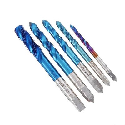 5Pcs M3-M8 Spiral Thread Screw Tap Drill Blue Coated Machine