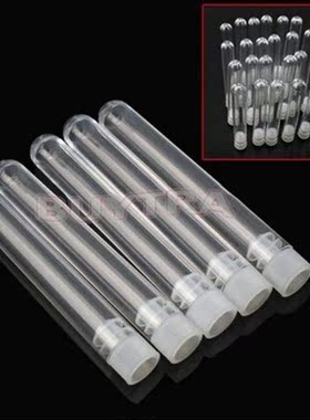 10 Pcs Clear Plastic Test Tube With Cap 12x100mm -shaped Bot