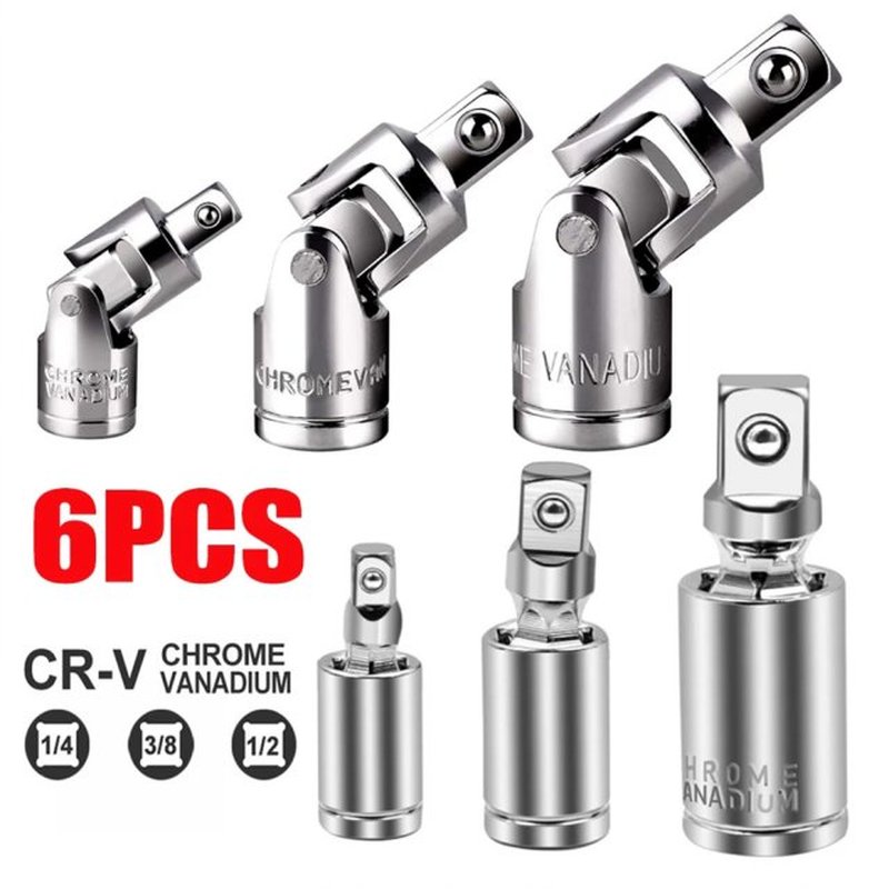 6pcs Universal Joint Converter Set 1/4 3/8 1/2  Socket Ad