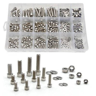 345PCS M5/M6/M8 Stainless Steel Column Hexagon Head Cylinder