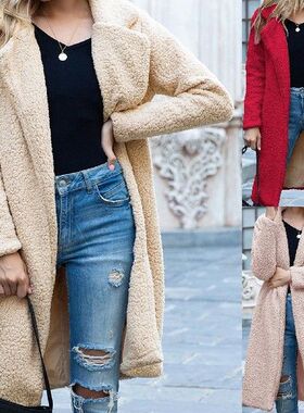 Plus Size Autumn Winter Women Faux Fleece Overcoat Long
