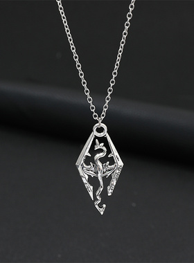 Vintage Elder Scrolls Skyrim Dragon Pendant Necklace Fashion