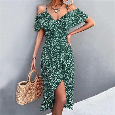 WOFLO Summer Holiday Sexy Straps Off Shoulder Dress Wome