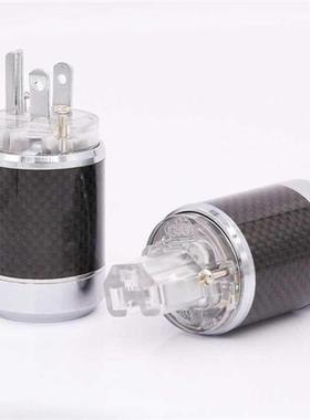 One Pair Carbon Fiber Rhodium Plated US AC Power Plug Connec