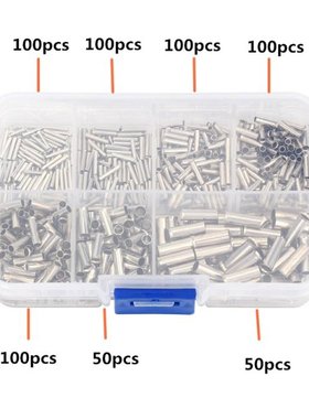 600Pcs 0.5-6.0mm2 Uninsulated Copper Terminal Bootlace Ferru