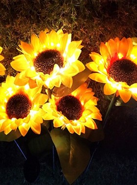 2pcs Sunflower Style Solar Light LED Lawn for Outdoor Garden